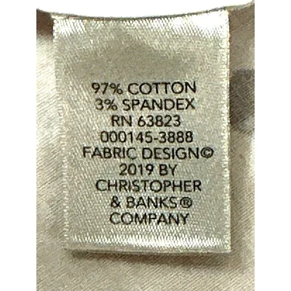 Christopher & Banks Petite Medium White Button Up Shirt Pink Red Heart Print Top - Picture 7 of 10